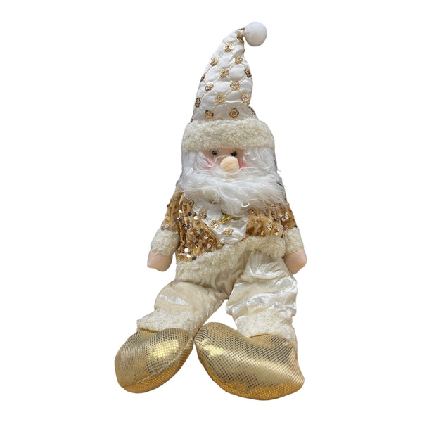 Sitting Ornament Plush - (Santa Claus y Snowman) Gold / White 16"