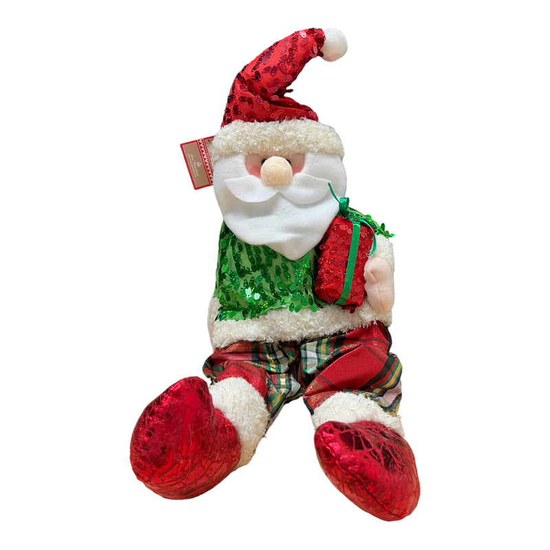 Sitting Ornament Plush - (Santa Claus y Miss Claus) Red / Green 16"