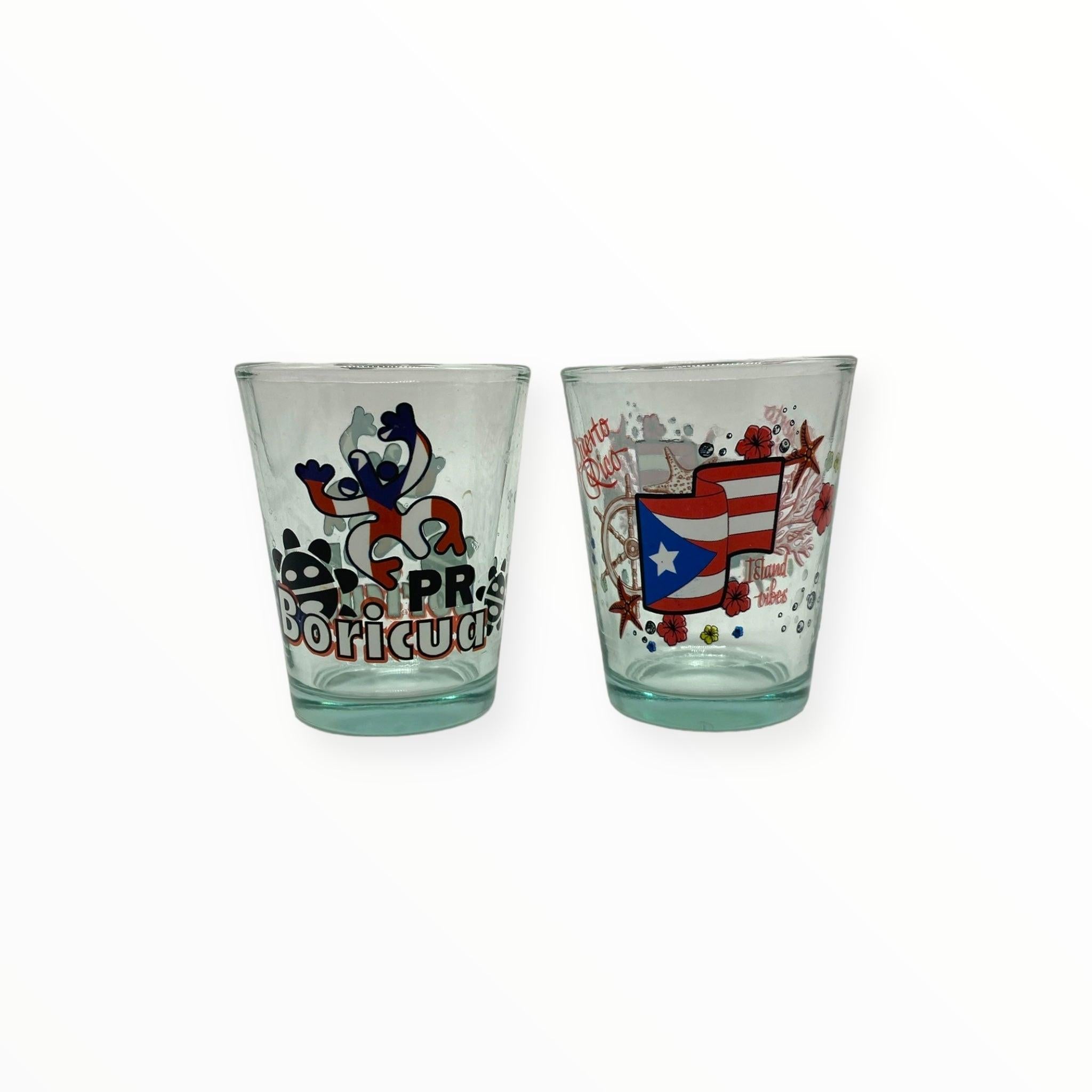 Souvenirs de Puerto Rico - Shot Glasses 2pcs (Variedad de estilos a escoger)