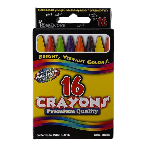 A+ Homework - 16 Crayons (Premium Quality)