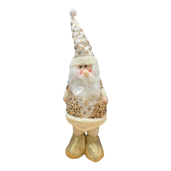 Standing Ornament Plush - (Santa Claus y Snowman) Gold / White 12"