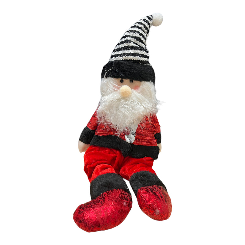 Sitting Ornament Plush - (Santa Claus y Snowman) Red / Black 16"