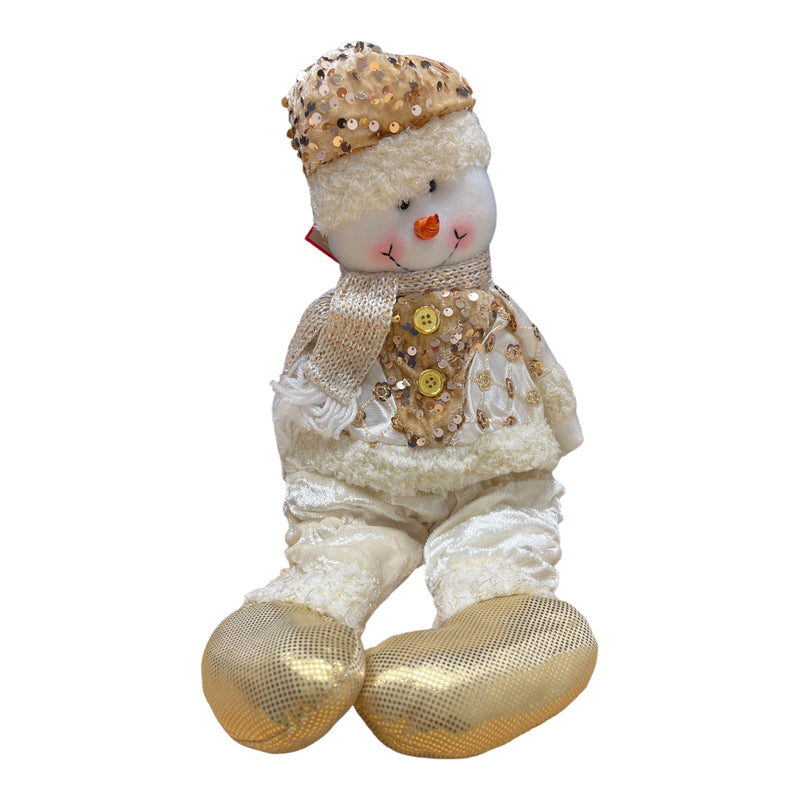 Sitting Ornament Plush - (Santa Claus y Snowman) Gold / White 16"