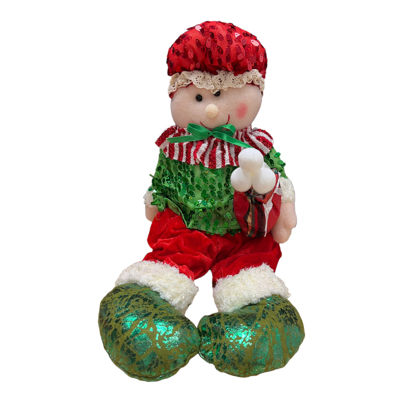 Sitting Ornament Plush - (Santa Claus y Miss Claus) Red / Green 16"