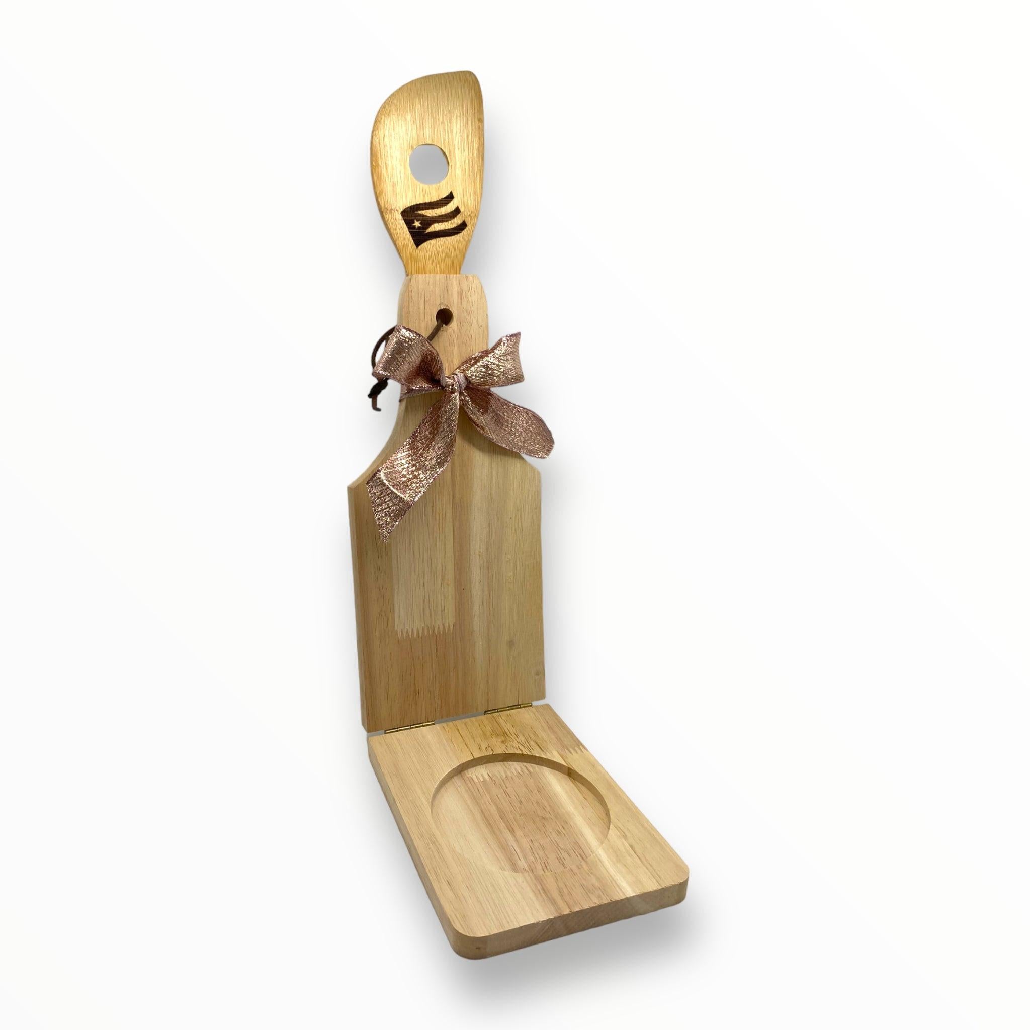Artesanía en Madera - Set Tostonera y Cuchara B (Puerto Rico/Navidad)