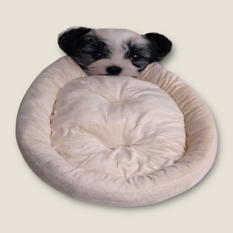 AW Pets - Cama Redonda Para Mascota Con Cara De Perrito