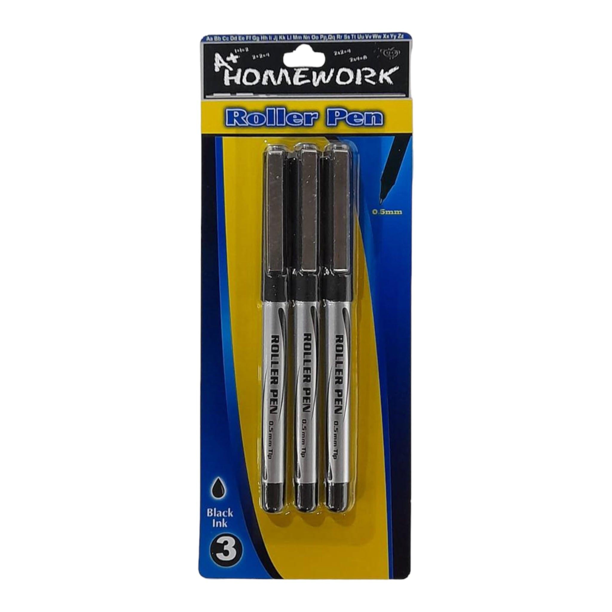 A+ Homework - Black Roller Point 0.7 (3 Pack)