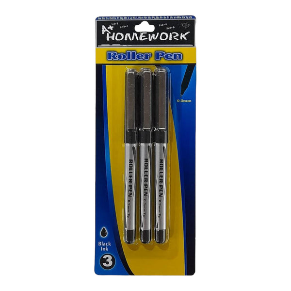 A+ Homework - Black Roller Point 0.7 (3 Pack)