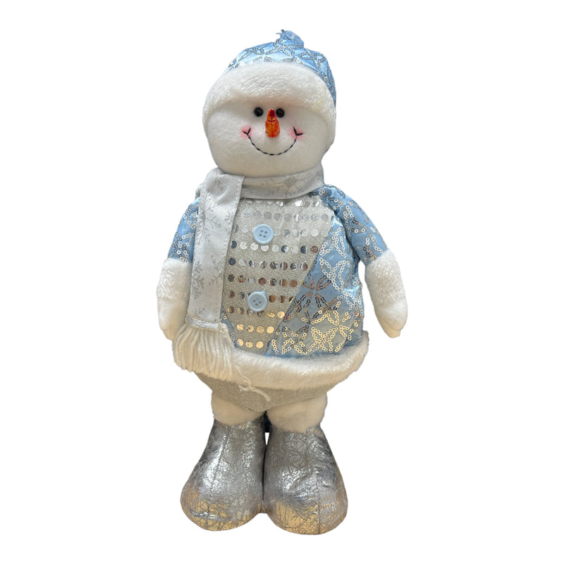 Standing Ornament Plush - (Santa Claus y Snowman) Light Blue / White 12"