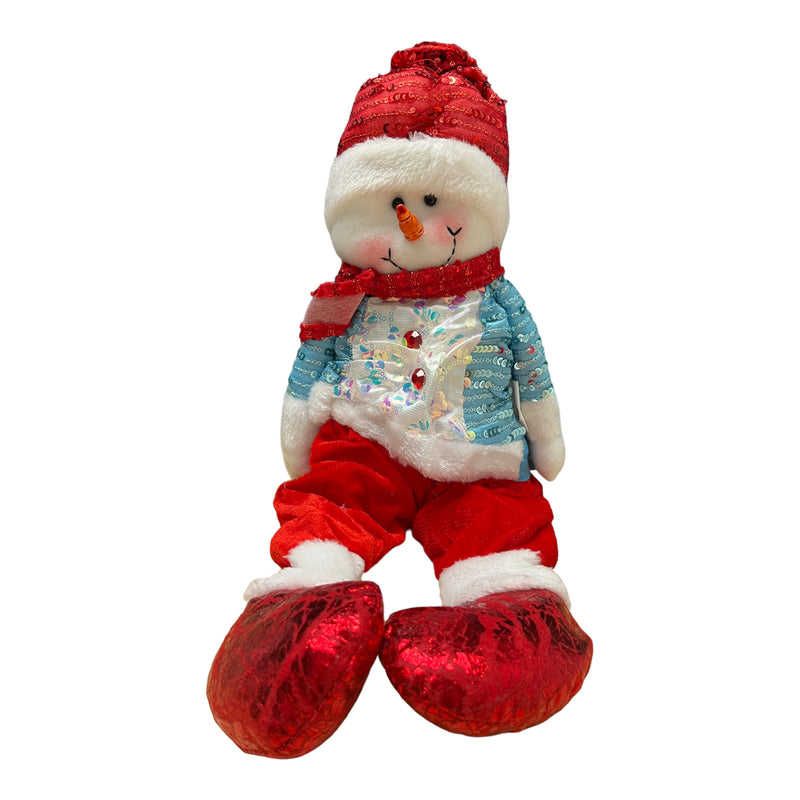 Sitting Ornament Plush - (Santa Claus y Snowman) Red / Blue 16"