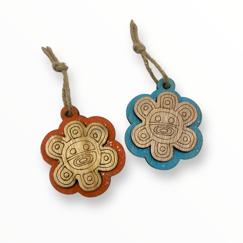 Artesanía en Madera - Ornamentos Símbolos Taínos 3''