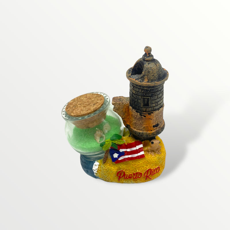 Souvenirs de Puerto Rico - Lapiceros con Botella Redonda / Garita, Bandera y Casitas