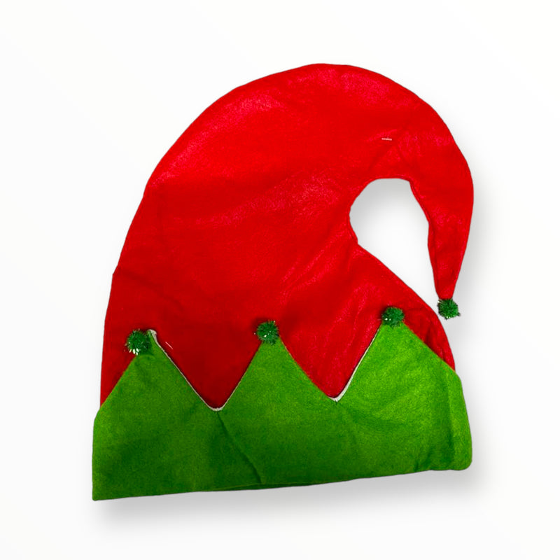 Gorro Navideño Rojo con Pompones Verdes