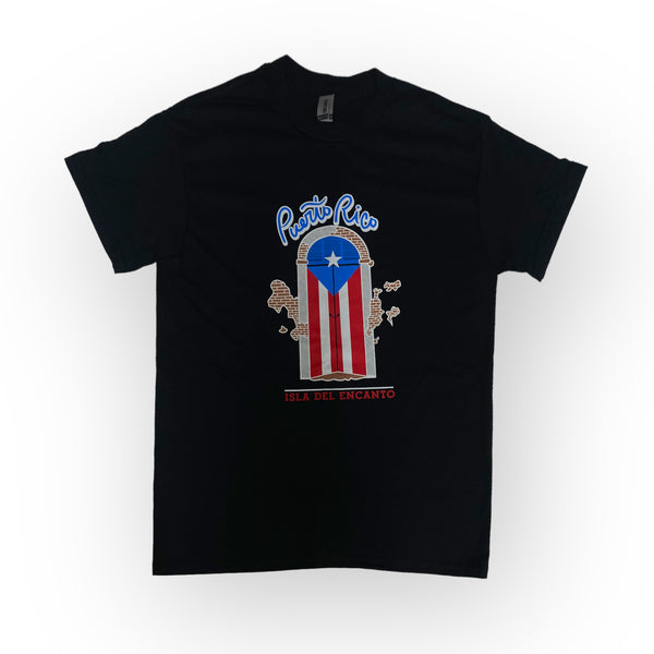 Souvenir de Puerto Rico - Camisas Negras con Logo sobre Puerto Rico T-SHIRT