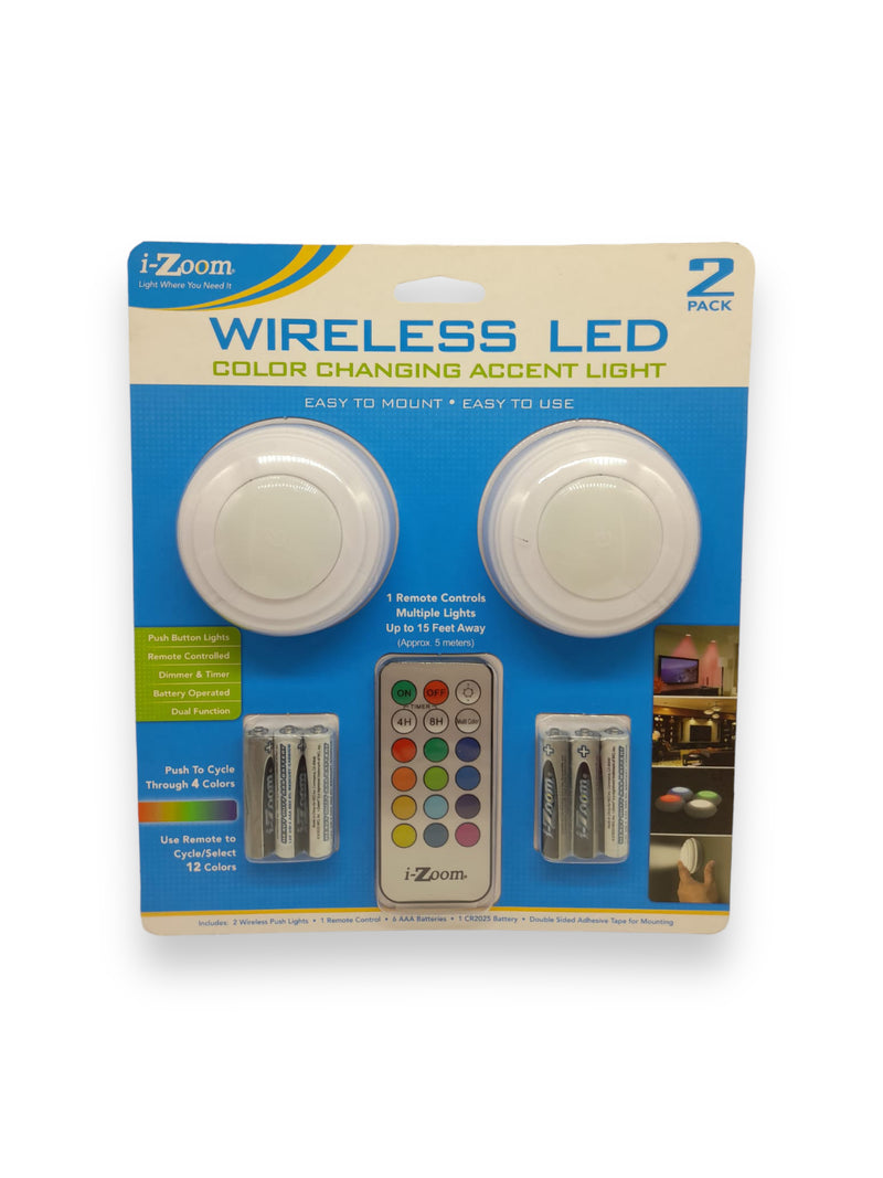 i-Zoom Wireless LED Color Changing Light 2pack