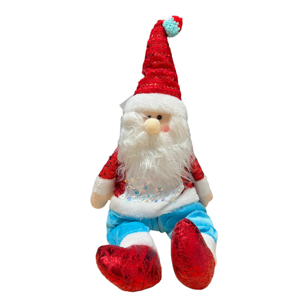 Sitting Ornament Plush - (Santa Claus y Snowman) Red / Blue 16"