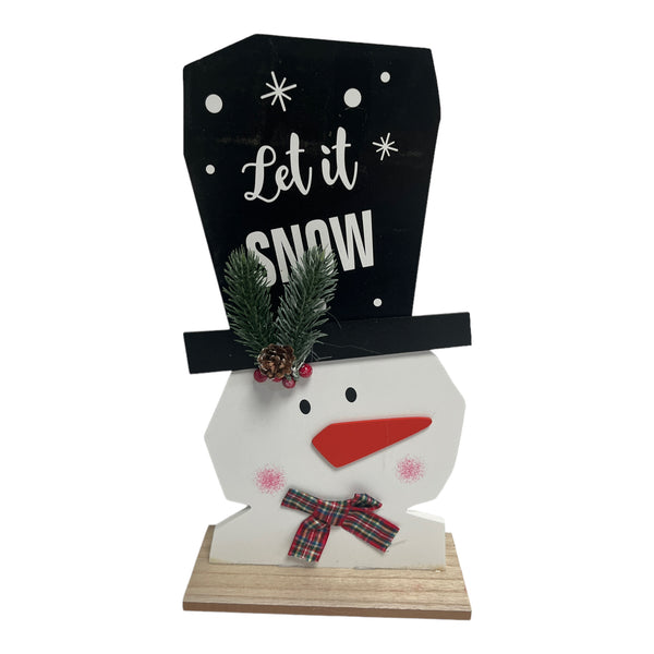Christmas Decoration - Standing Wood Plaque (Snowman) 16"