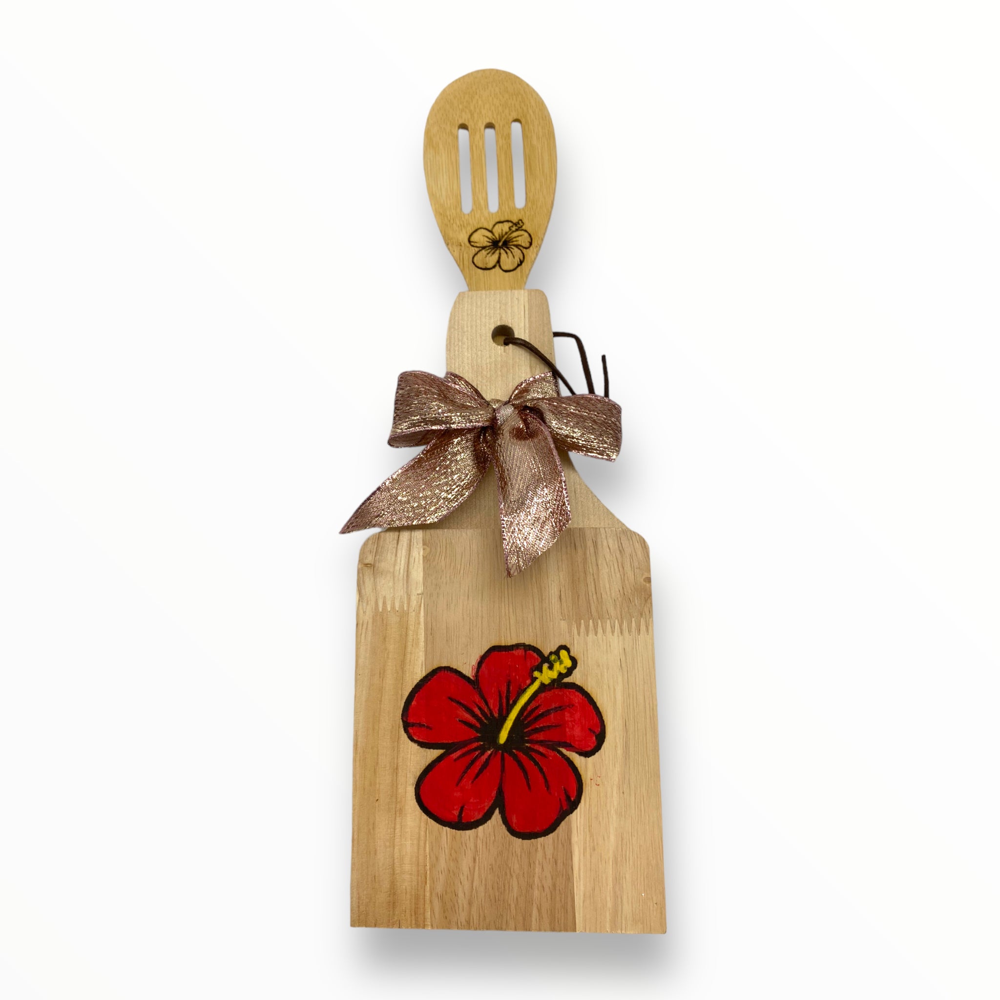 Artesanía en Madera - Set Tostonera y Cuchara B (Puerto Rico/Navidad)