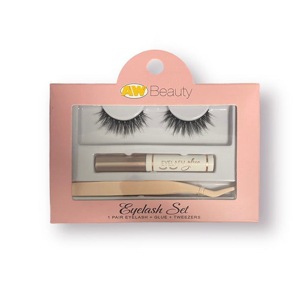 AW Beauty - Eyelash Set (1 Pair Eyelash + Glue + Tweezers)