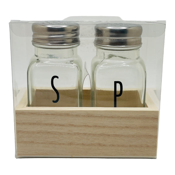 Glass Spice Jar (2 Pack) w/ Wooden Tray