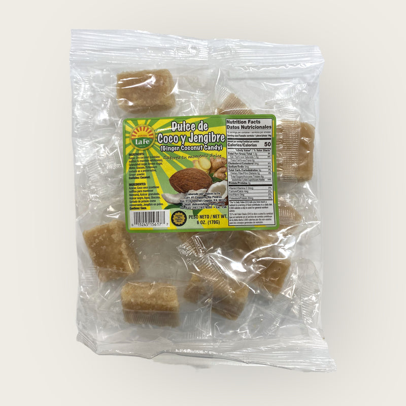 Dulces La Fe - Dulce De Coco Y Jengibre 6oz (Ginger Coconut Candy)