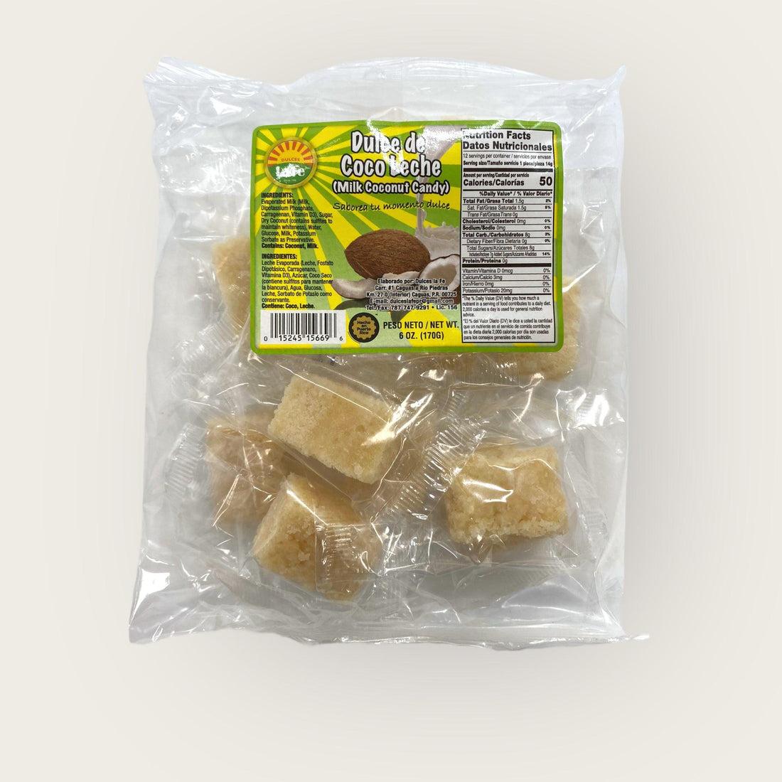Dulces La Fe - Milk Coconut Candy 6oz (Milk Coconut Candy)