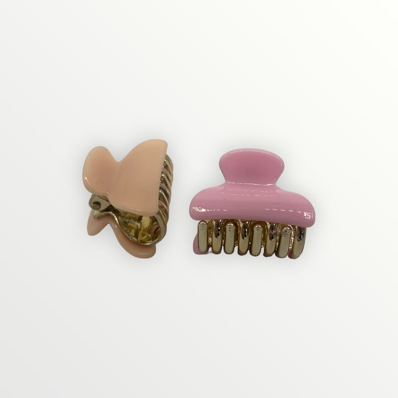 Hair Claws 2pcs - Mini Claws Pink and Peach