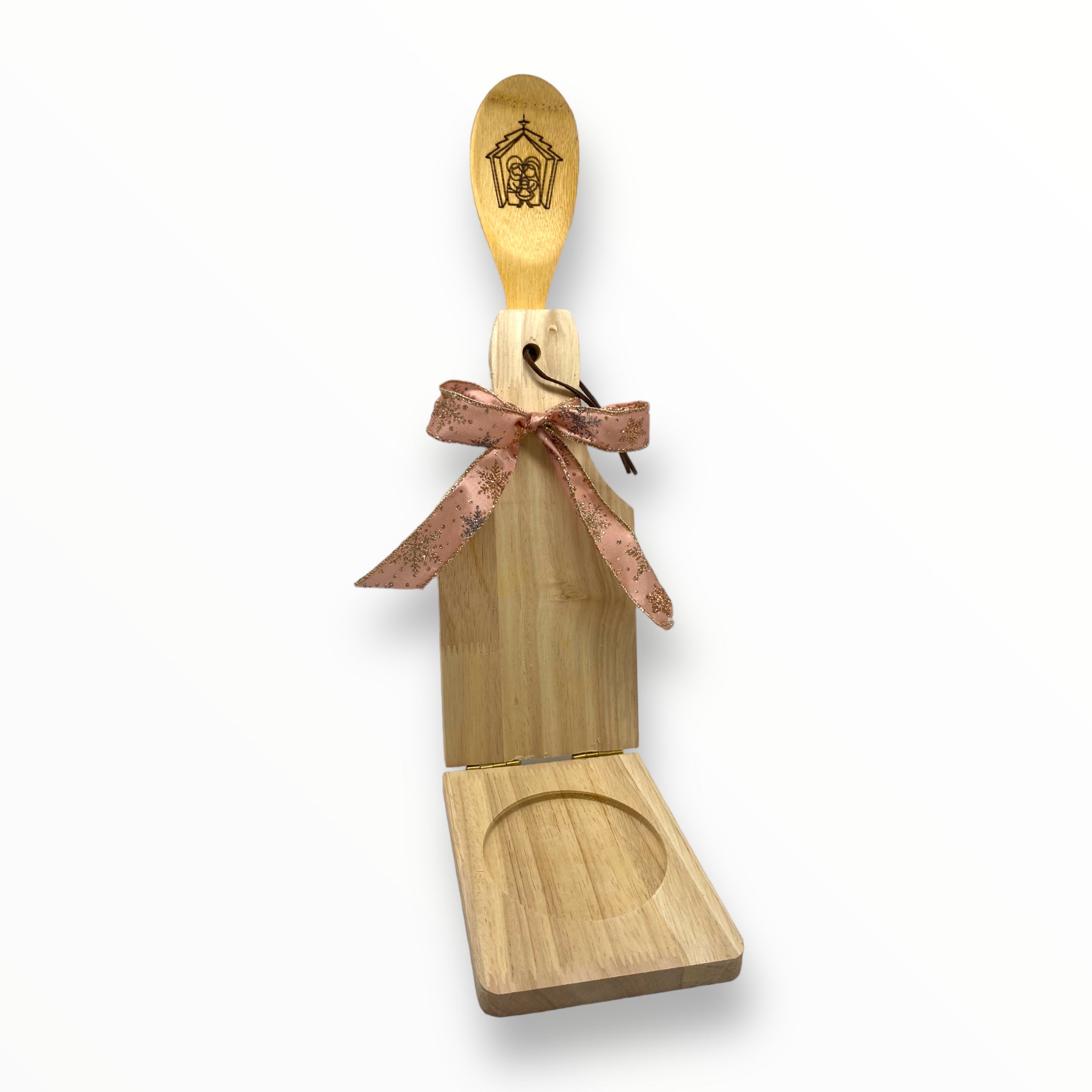 Artesanía en Madera - Set Tostonera y Cuchara A (Puerto Rico/Navidad)