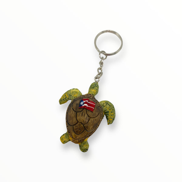 Puerto Rico Souvenirs - Turtle Keychain with Flag