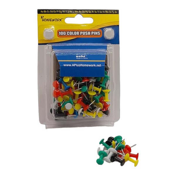A+ Homework - Color Push Pins (100pcs)