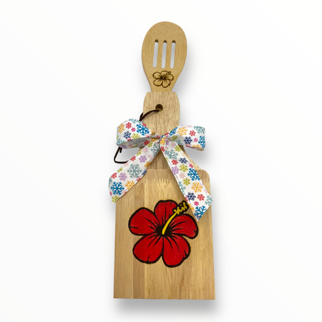 Artesanía en Madera - Set Tostonera y Cuchara D (Puerto Rico/Navidad)