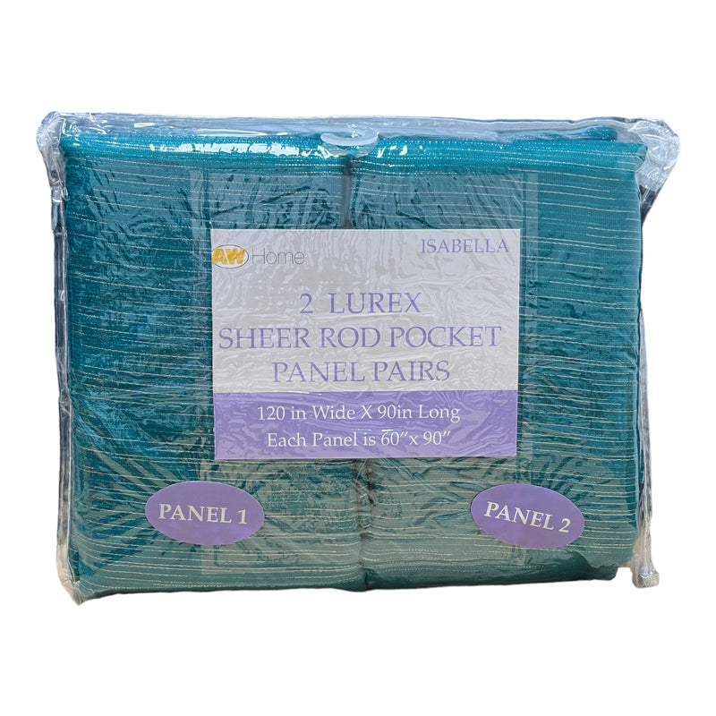 Isabella - 2 Lurex Sheer Rod Pocket Panel Pair