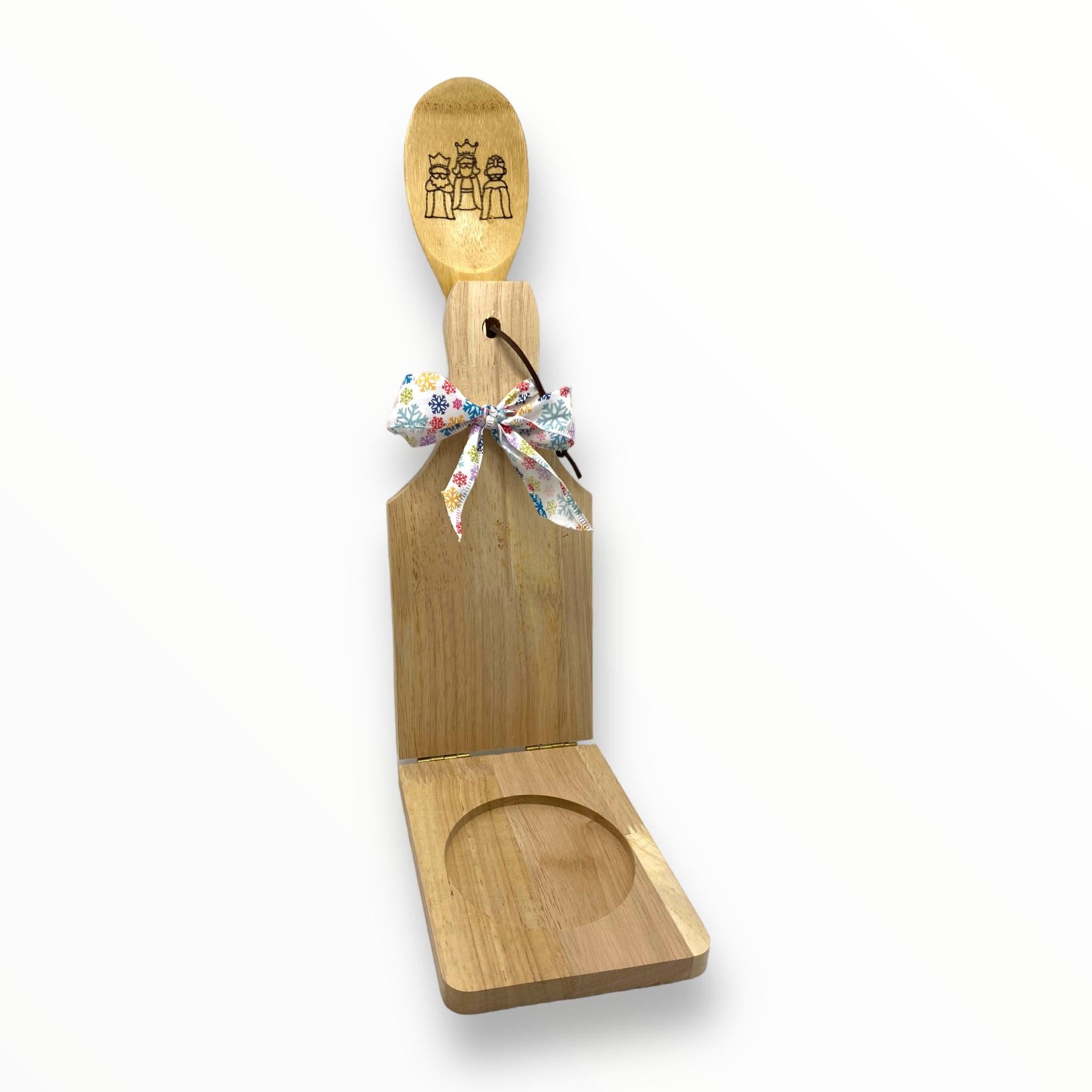 Artesanía en Madera - Set Tostonera y Cuchara D (Puerto Rico/Navidad)