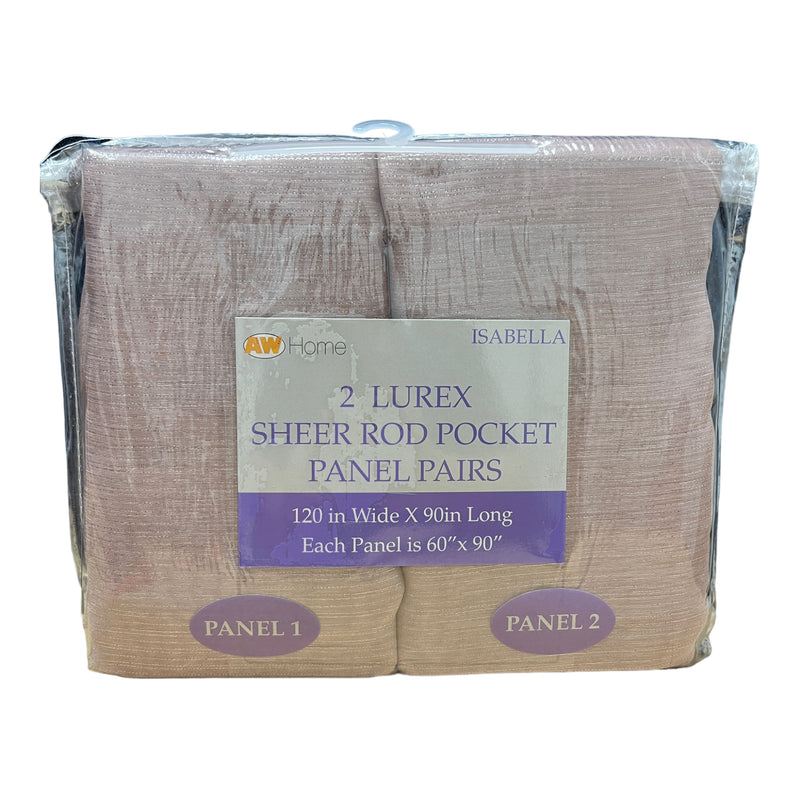 Isabella - 2 Lurex Sheer Rod Pocket Panel Pair