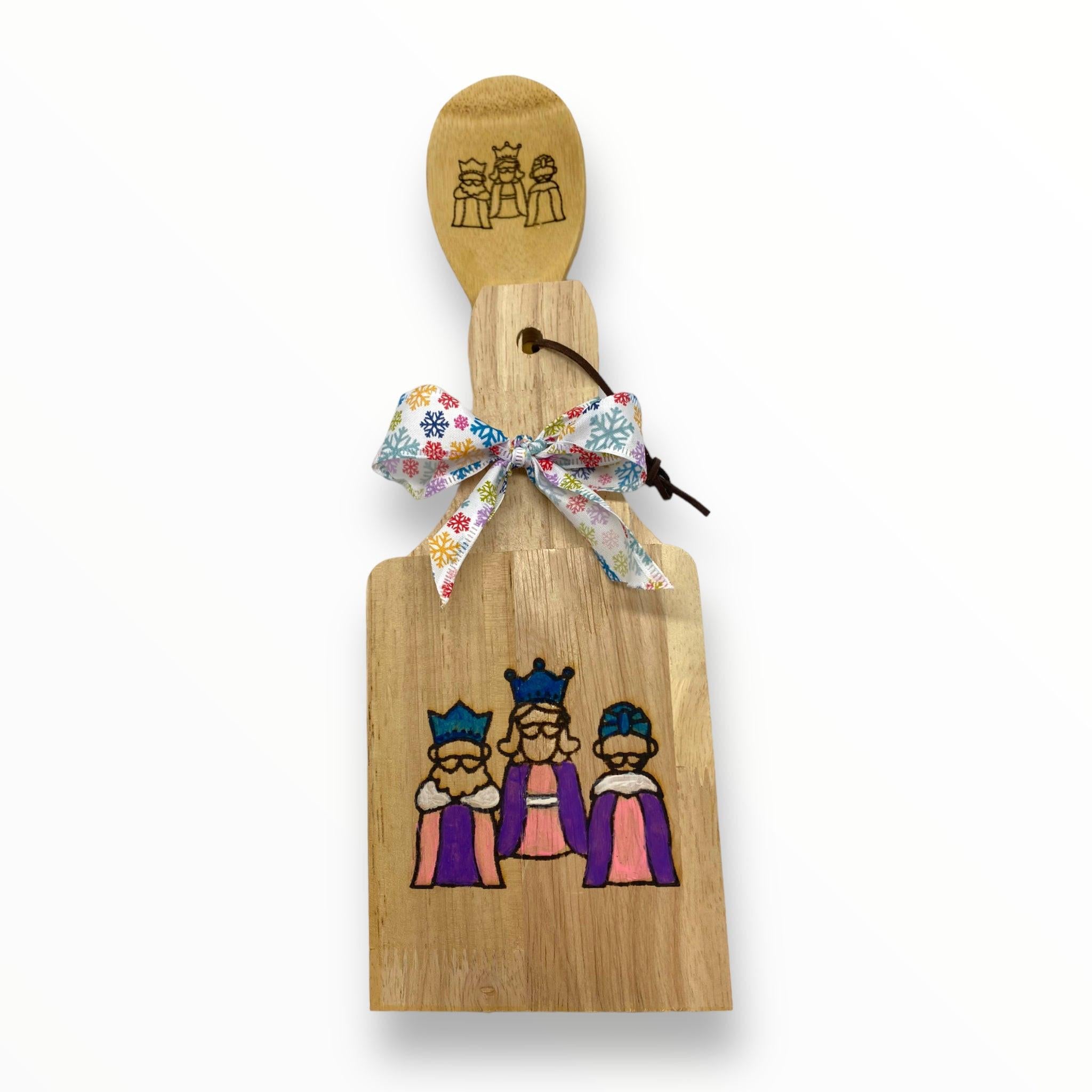 Artesanía en Madera - Set Tostonera y Cuchara D (Puerto Rico/Navidad)