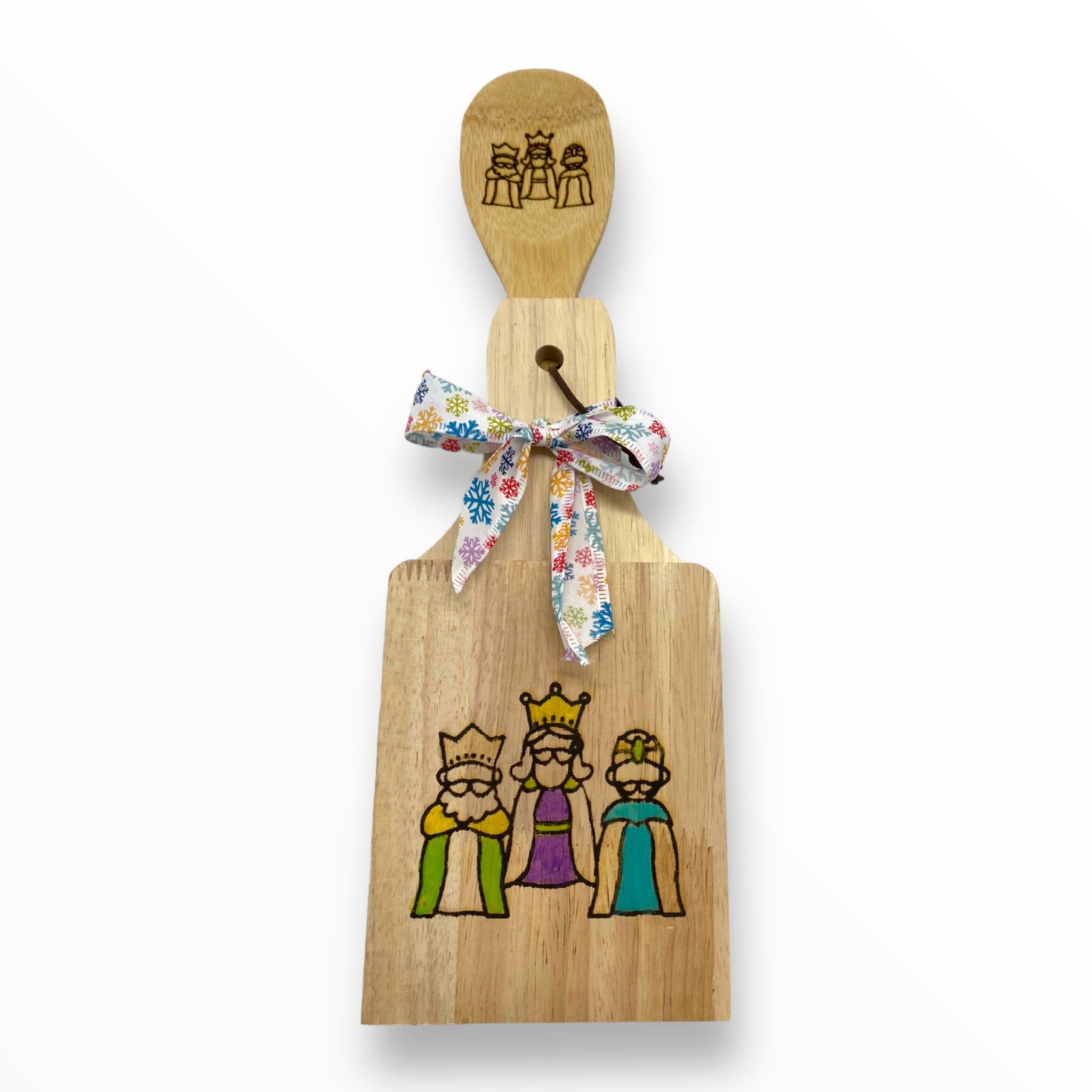 Artesanía en Madera - Set Tostonera y Cuchara D (Puerto Rico/Navidad)