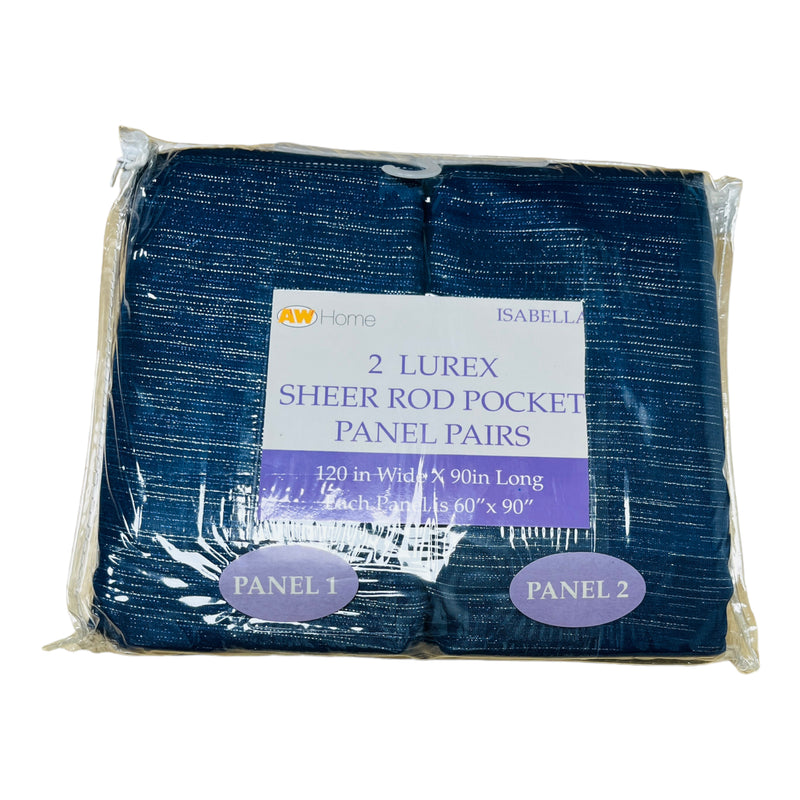 Isabella - 2 Lurex Sheer Rod Pocket Panel Pair