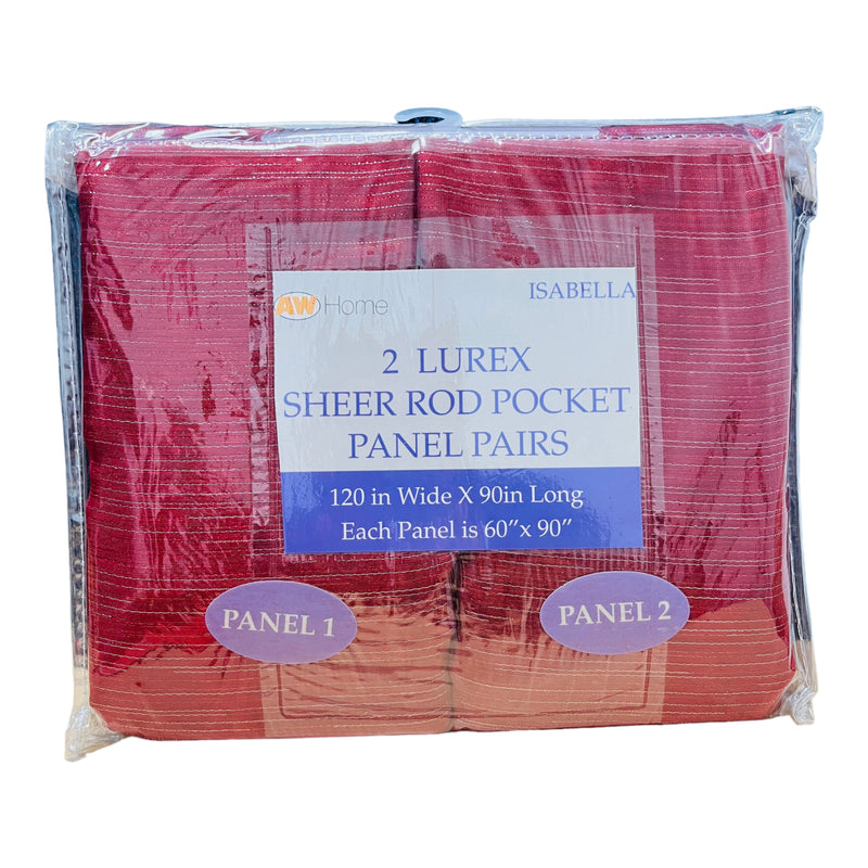 Isabella - 2 Lurex Sheer Rod Pocket Panel Pair