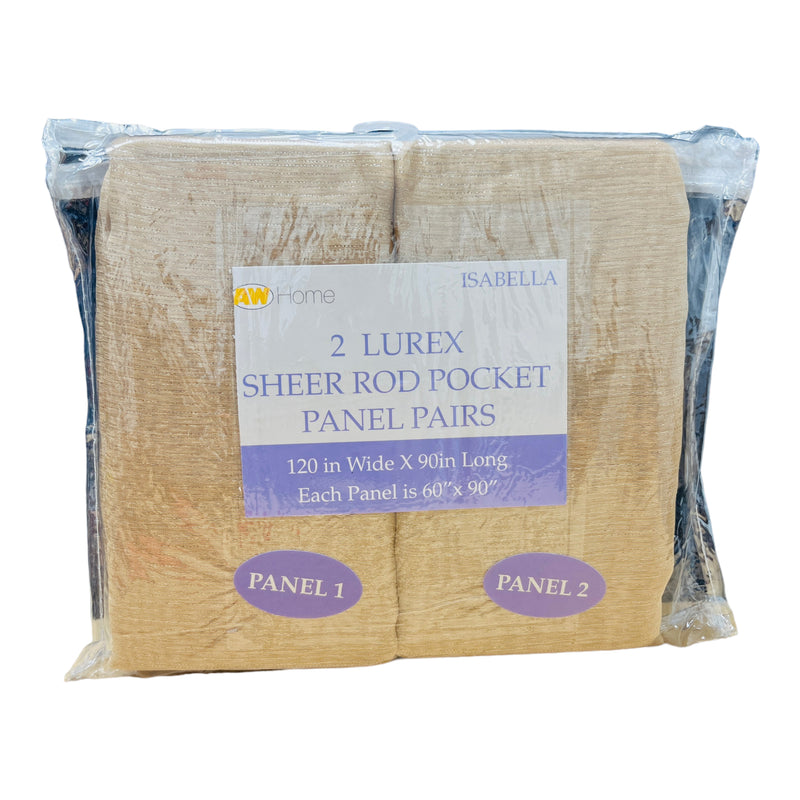 Isabella - 2 Lurex Sheer Rod Pocket Panel Pair