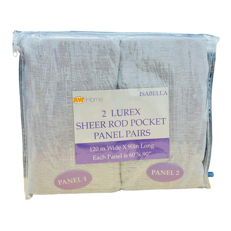Isabella - 2 Lurex Sheer Rod Pocket Panel Pair