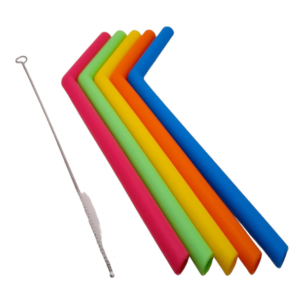 Reusable Silicone Straw and Straw Cleaner - 5pcs