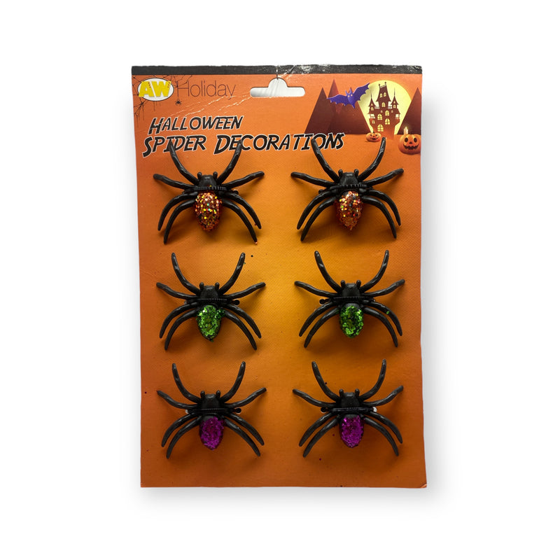 Halloween Day - Arañas con Brillo para Decorar 6pcs