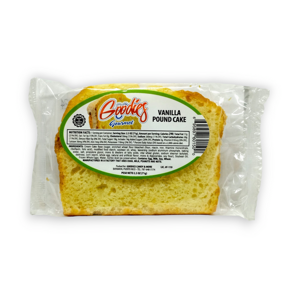 Goodies Gourmet - Vanilla Pound Cake / Bizcocho de Vainilla 2.5oz