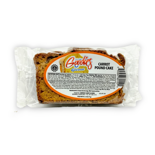 Goodies Gourmet - Carrot Pound Cake / Bizcocho de Zanahoria 2.5oz