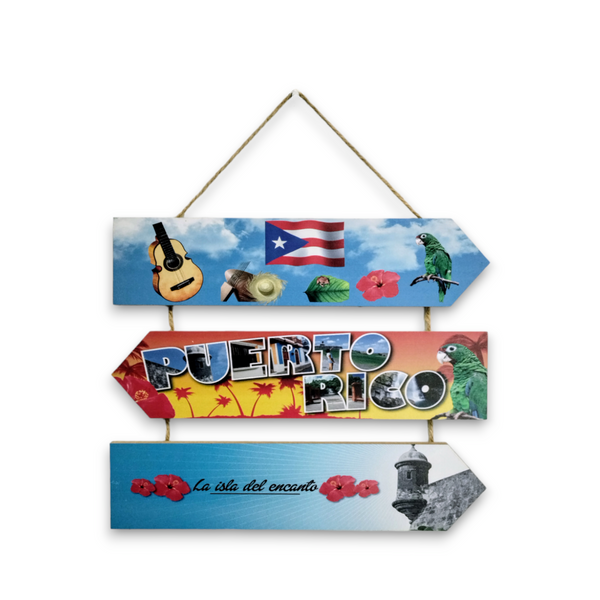 Puerto Rico Souvenir - Hanging Wooden Plaque (11.4" x 10.4")