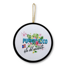 Puerto Rico Souvenir - Round Hanging Wooden Plaque (6.4" x 6.4")