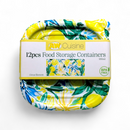 Square Plastic Containers with Printed Lids (12pcs)