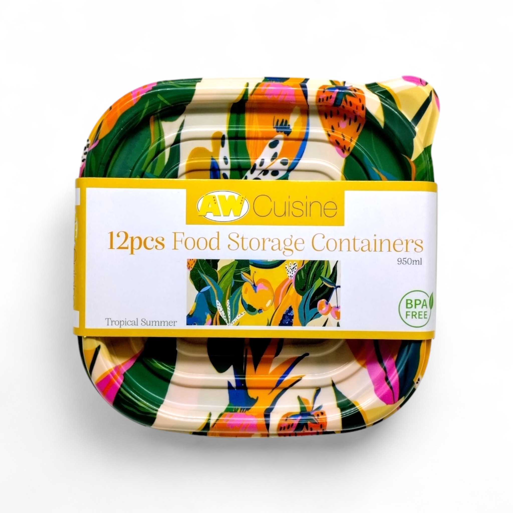 Contenedores Plásticos Cuadrados y Tapas Impresas (12pcs)