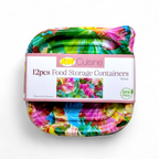 Contenedores Plásticos Cuadrados y Tapas Impresas (12pcs)
