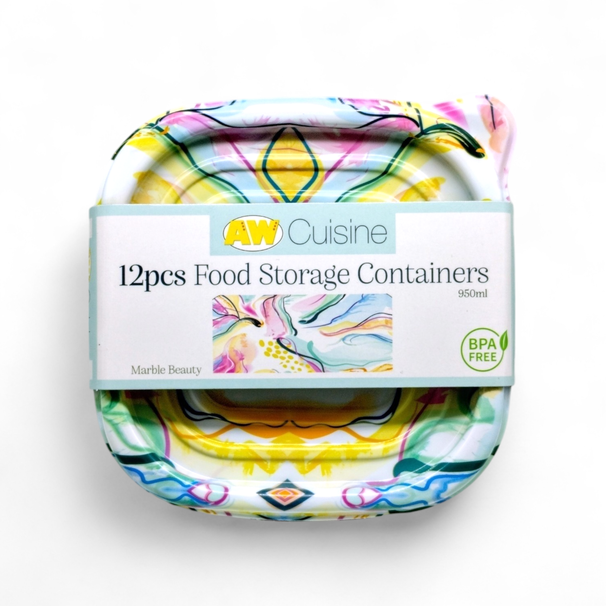 Contenedores Plásticos Cuadrados y Tapas Impresas (12pcs)